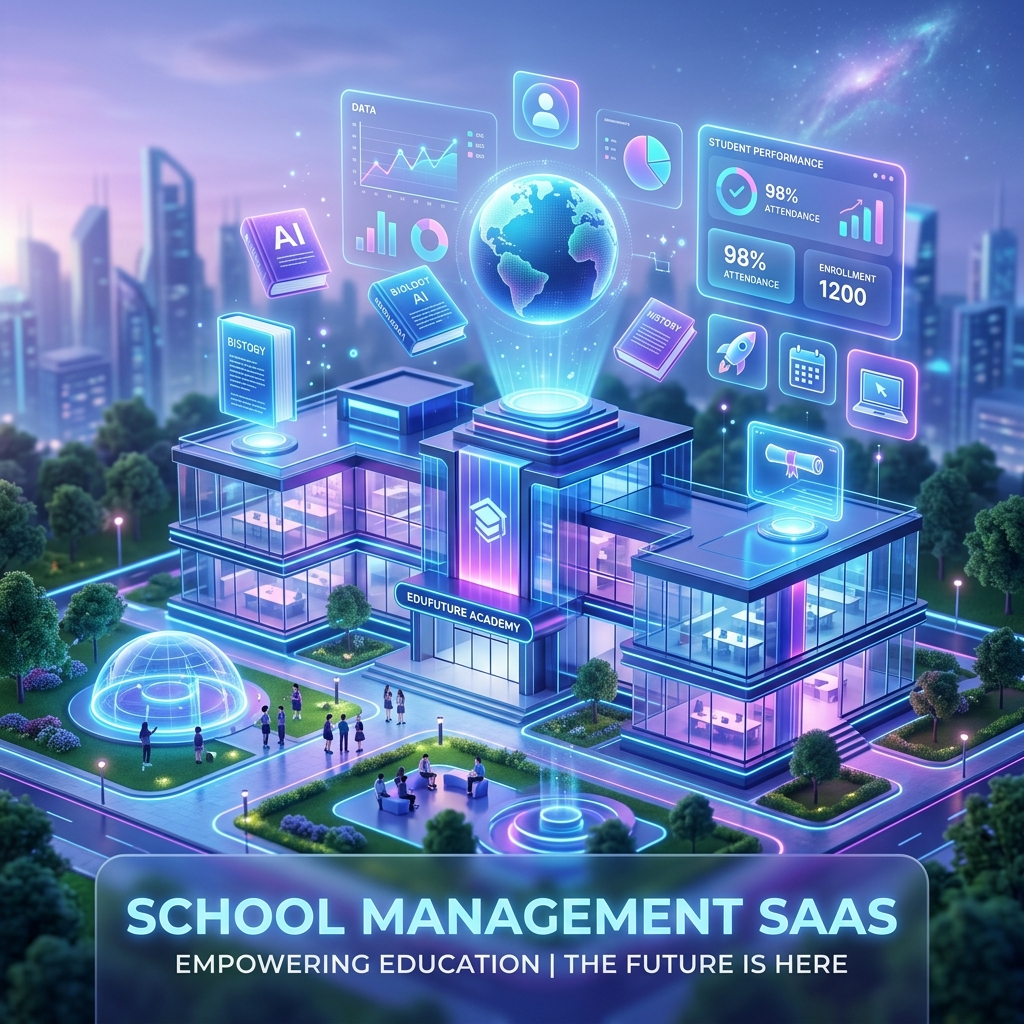 EduManage admin dashboard showing class lists, fee collection and attendance